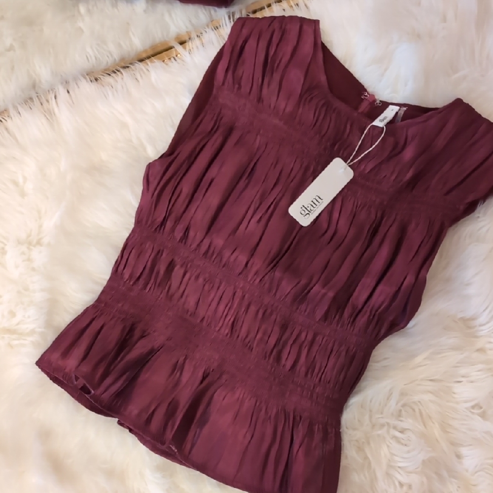 Glam Rich Burgundy Sleeveless Blouse